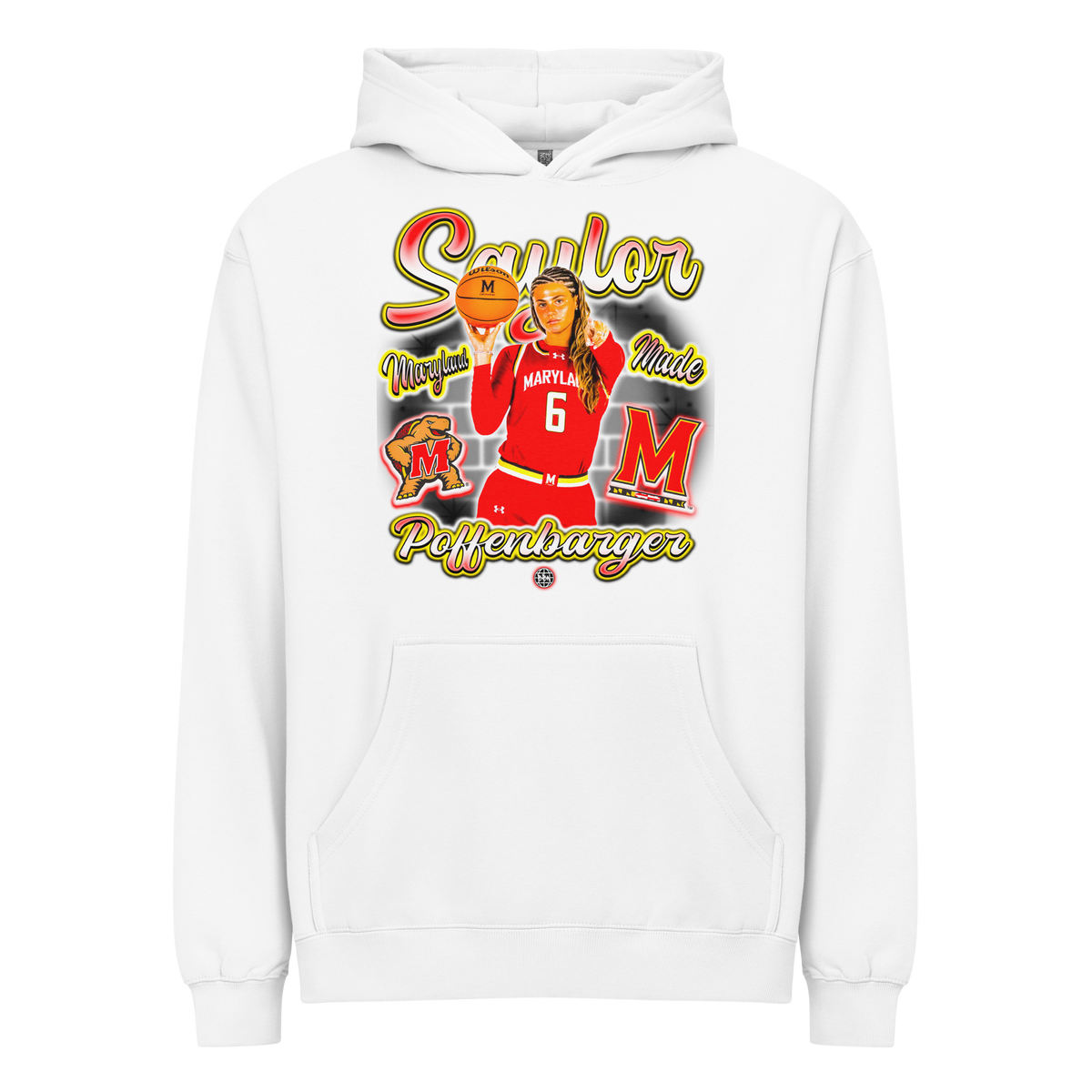 Saylor Poffenbarger Airbrush Box Hoodie - White - Product mockup