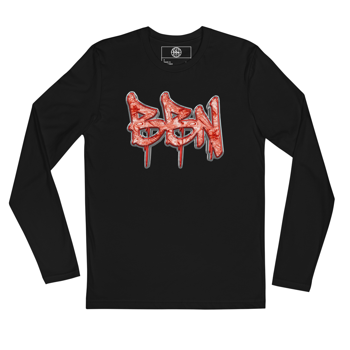 Ruby Red Fitted BBN Longsleeve - Black - Product mockup