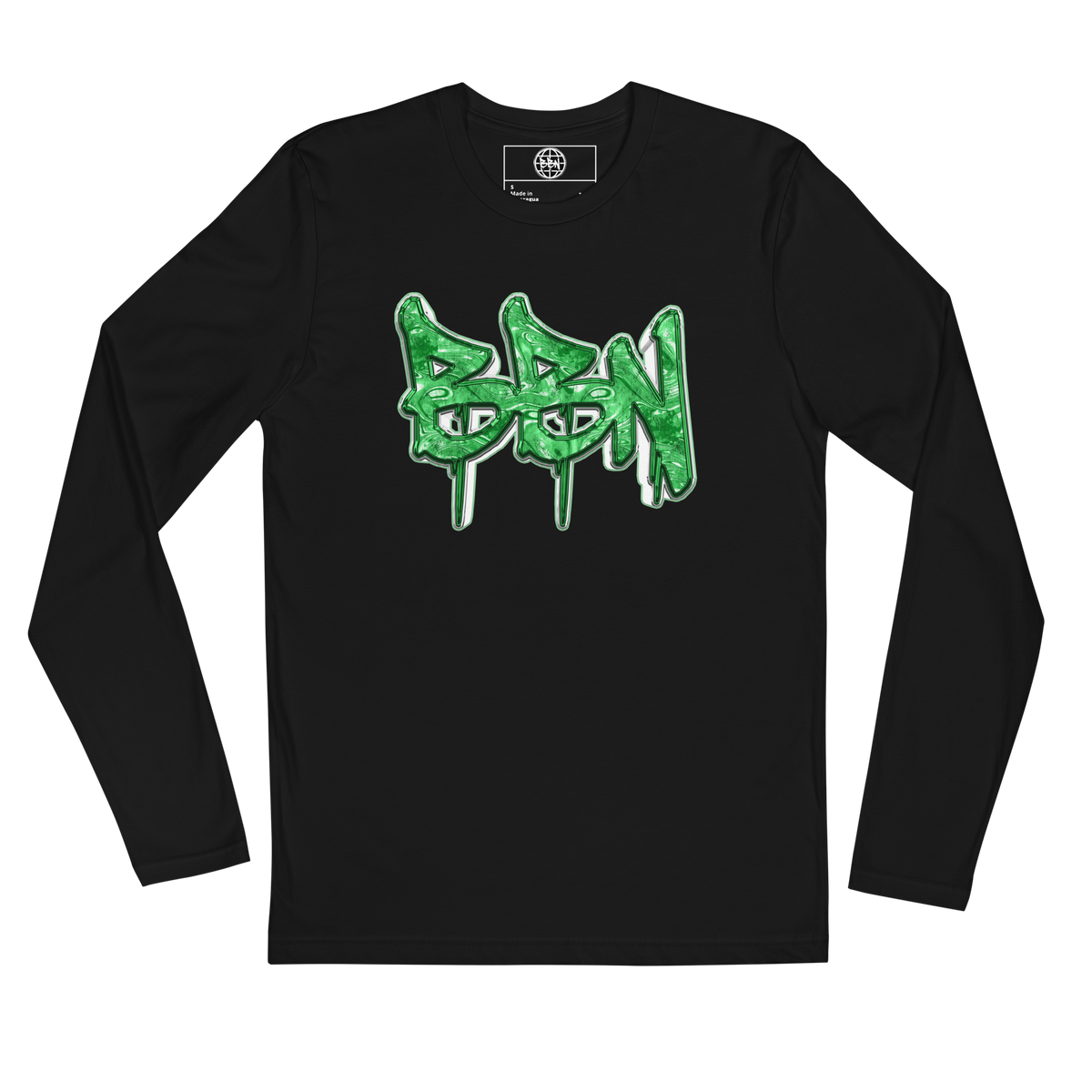 Emerald Green Fitted BBN Longsleeve - Black - Product mockup