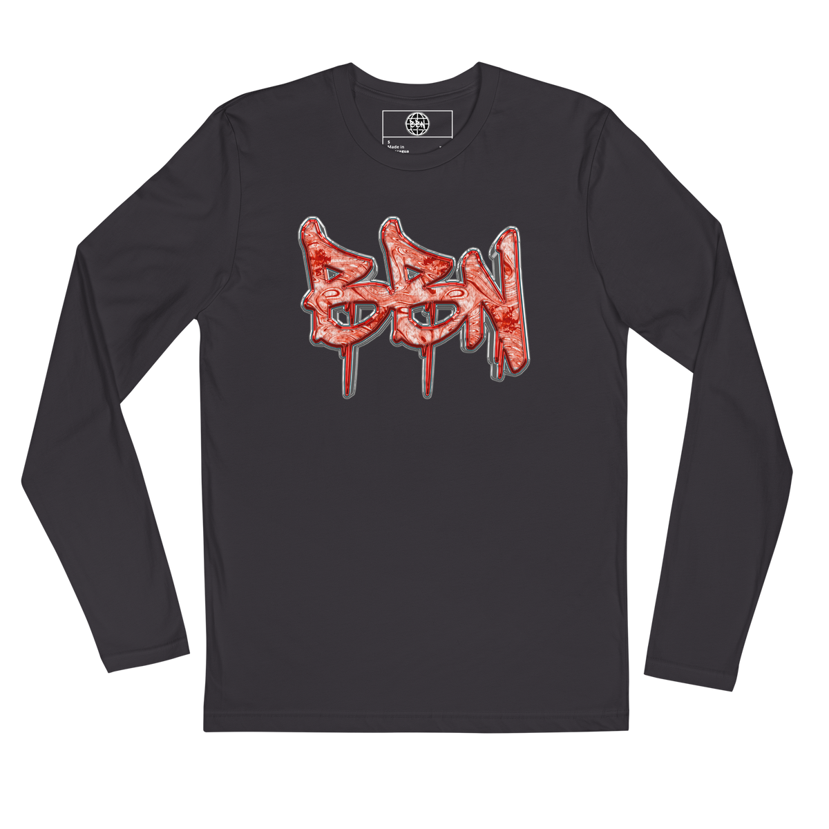 Ruby Red Fitted BBN Longsleeve - Heavy Metal - Product mockup