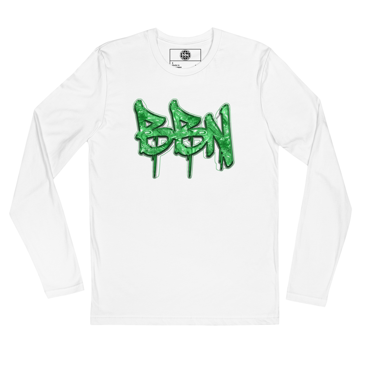 Emerald Green Fitted BBN Longsleeve - White - Product mockup
