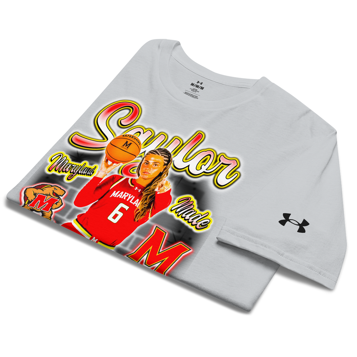 Under ArmourⓇ Saylor Poffenbarger Airbrush Athletic T-Shirt - Grey - Product mockup