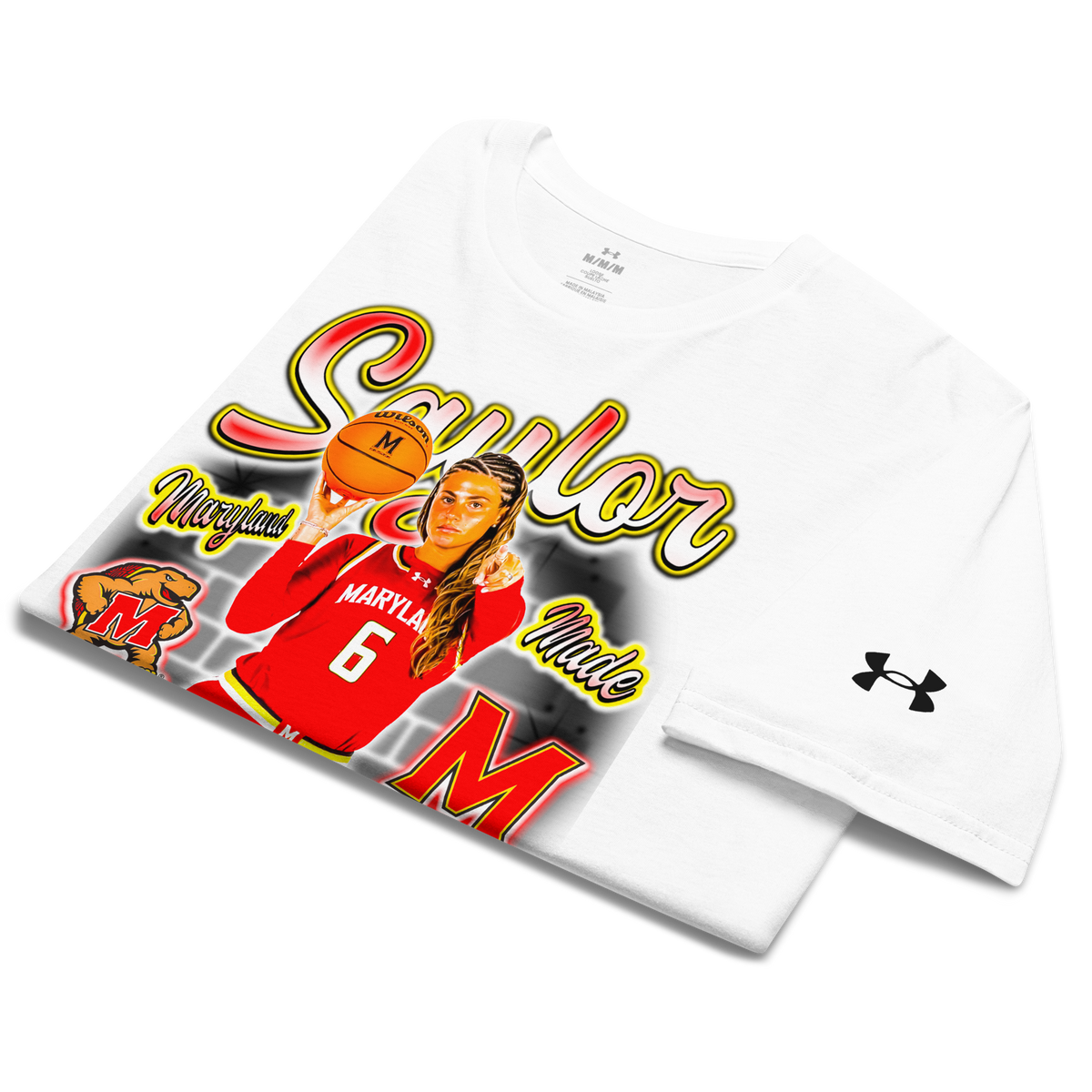 Under ArmourⓇ Saylor Poffenbarger Airbrush Athletic T-Shirt - White - Product mockup