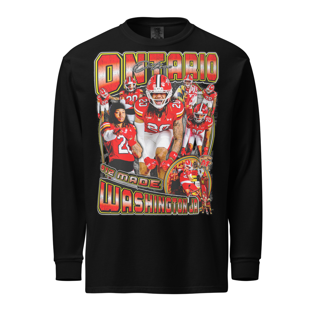 Ontario Washington Jr Comfort Longsleeve Tee - Black - Product mockup