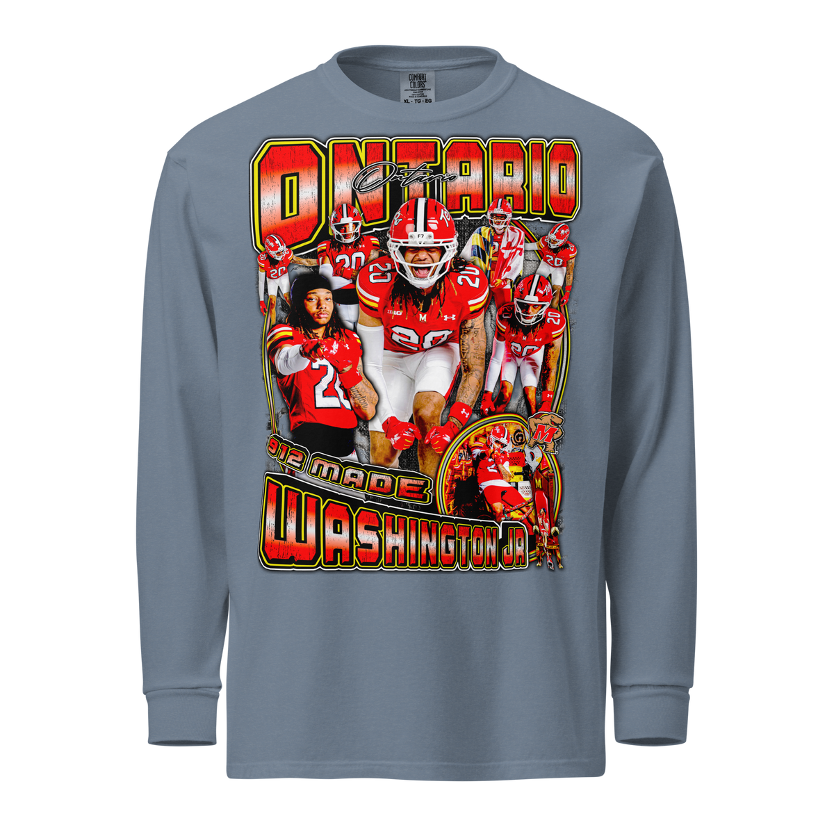 Ontario Washington Jr Comfort Longsleeve Tee - Blue Jean - Product mockup