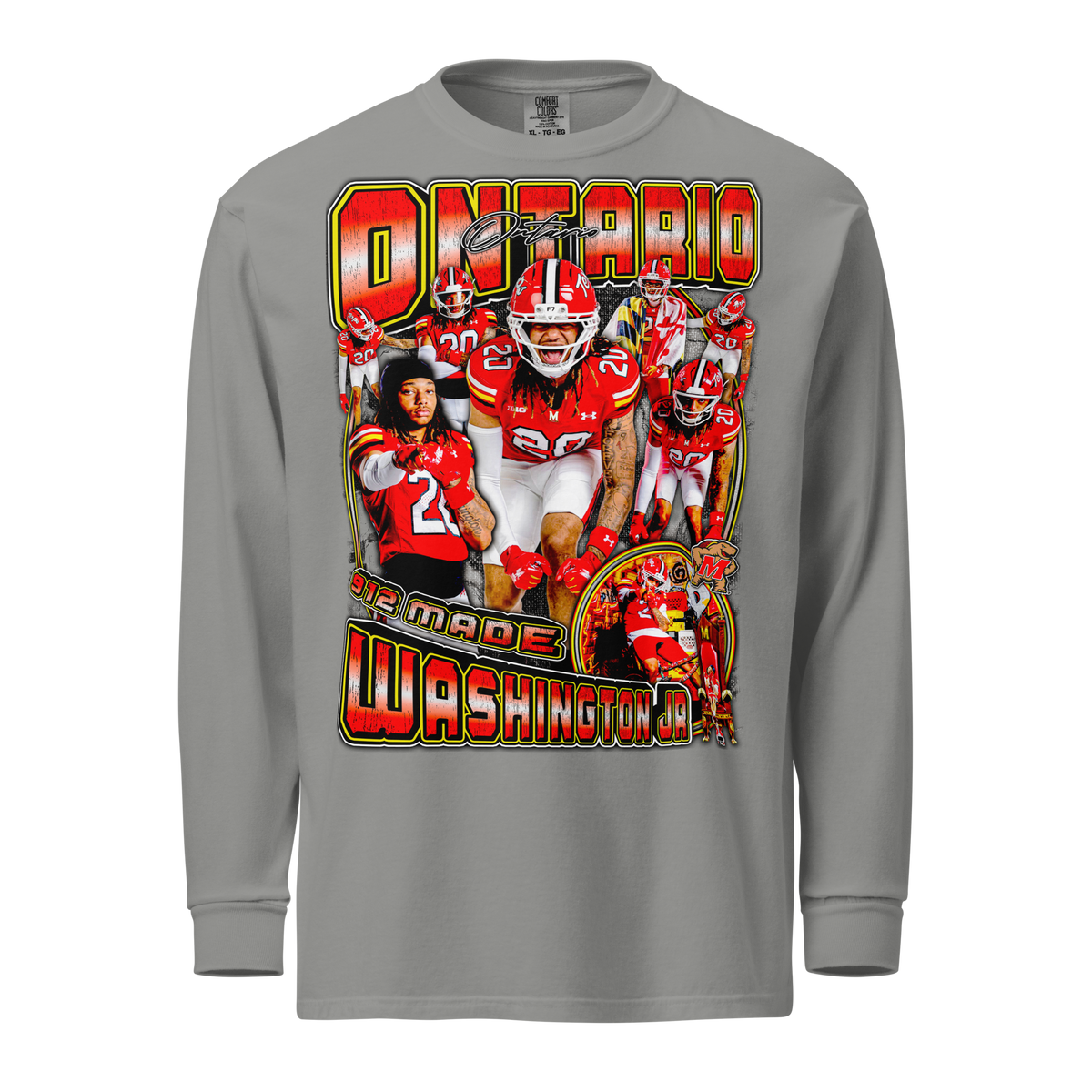 Ontario Washington Jr Comfort Longsleeve Tee - Grey - Product mockup