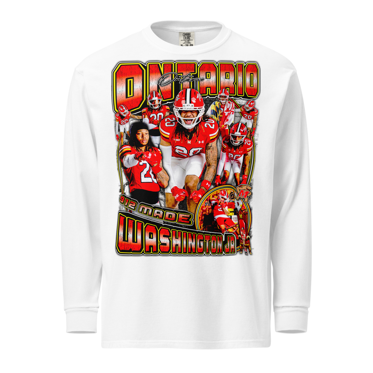Ontario Washington Jr Comfort Longsleeve Tee - White - Product mockup