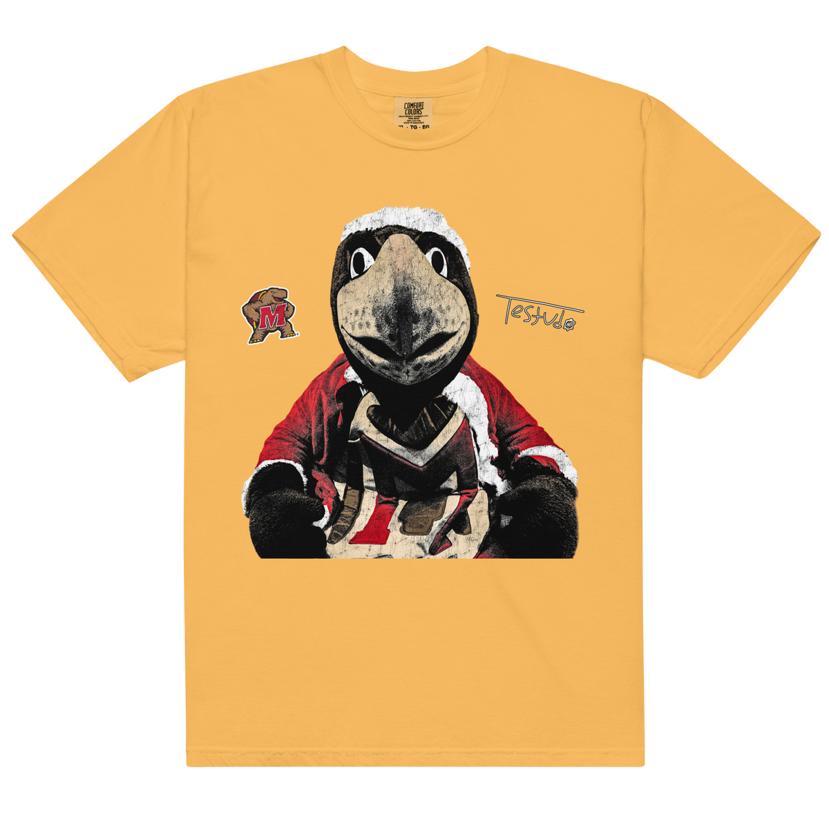 Testudo Santa Comfort T-Shirt - Mustard - Product mockup