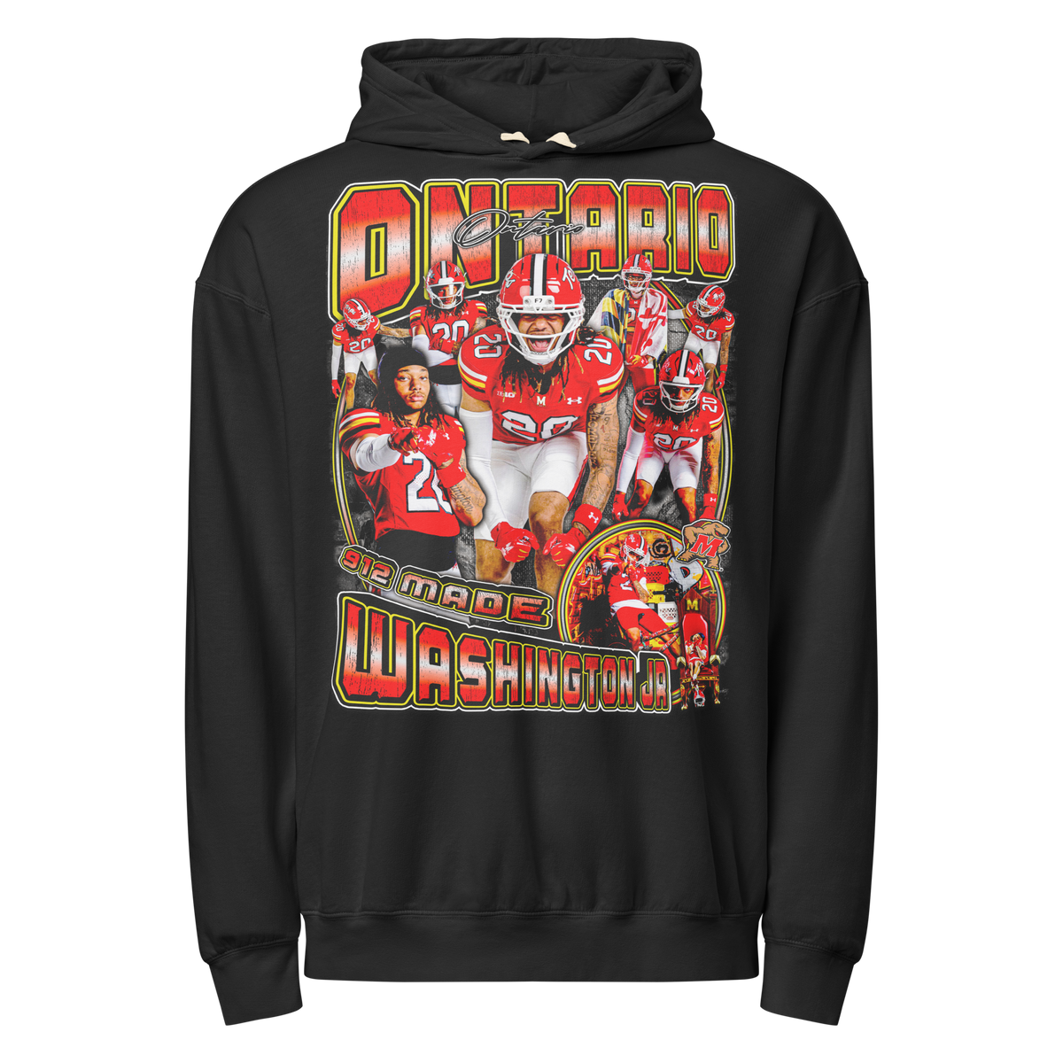 Ontario Washington Jr Lightweight Hoodie - Black - Product mockup