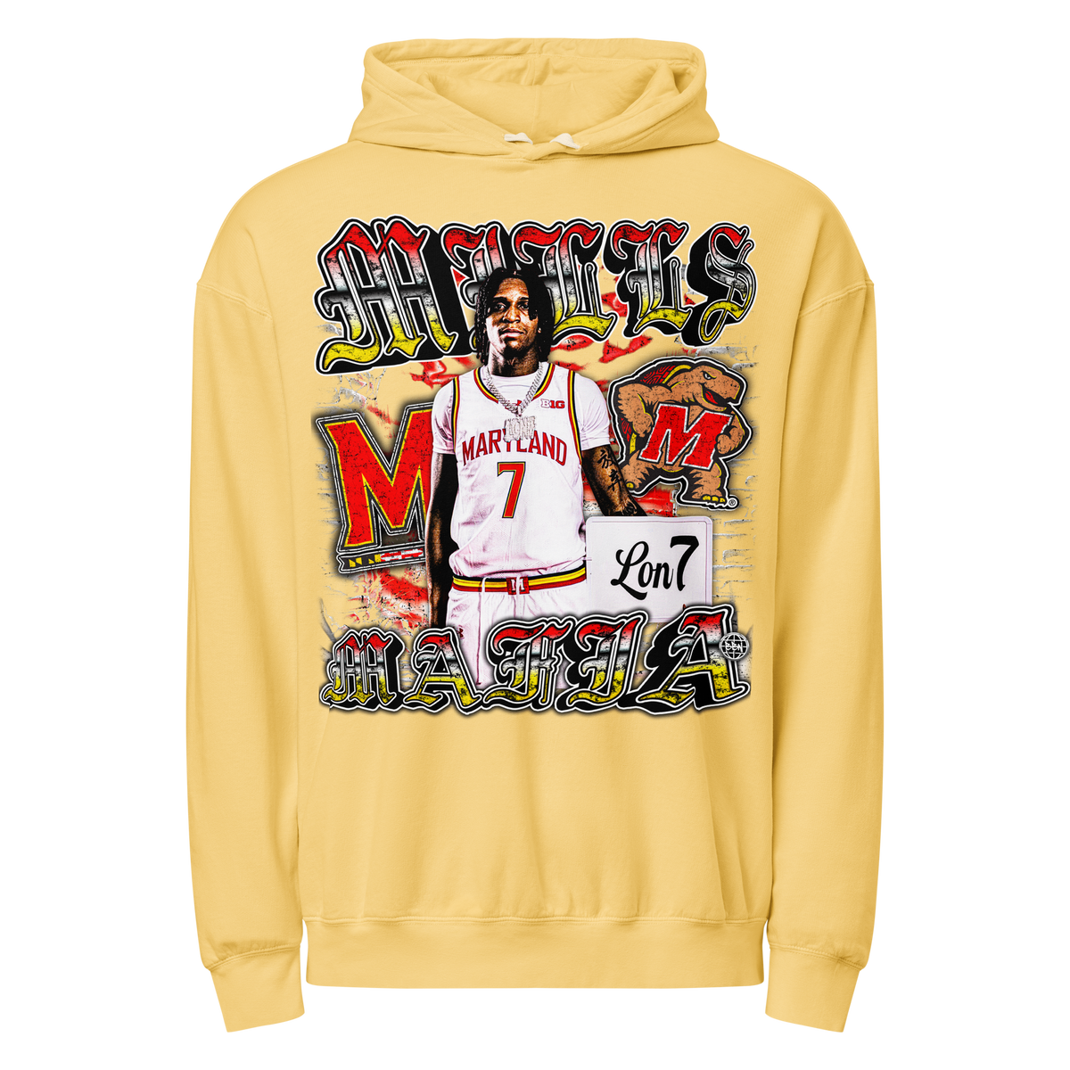 Mills Mafia Comfort Graphic Hoodie 001 - Butter - Product mockup