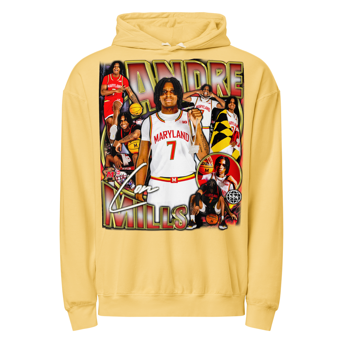 Andre Mills Comfort Graphic Hoodie 001 - Butter - Product mockup