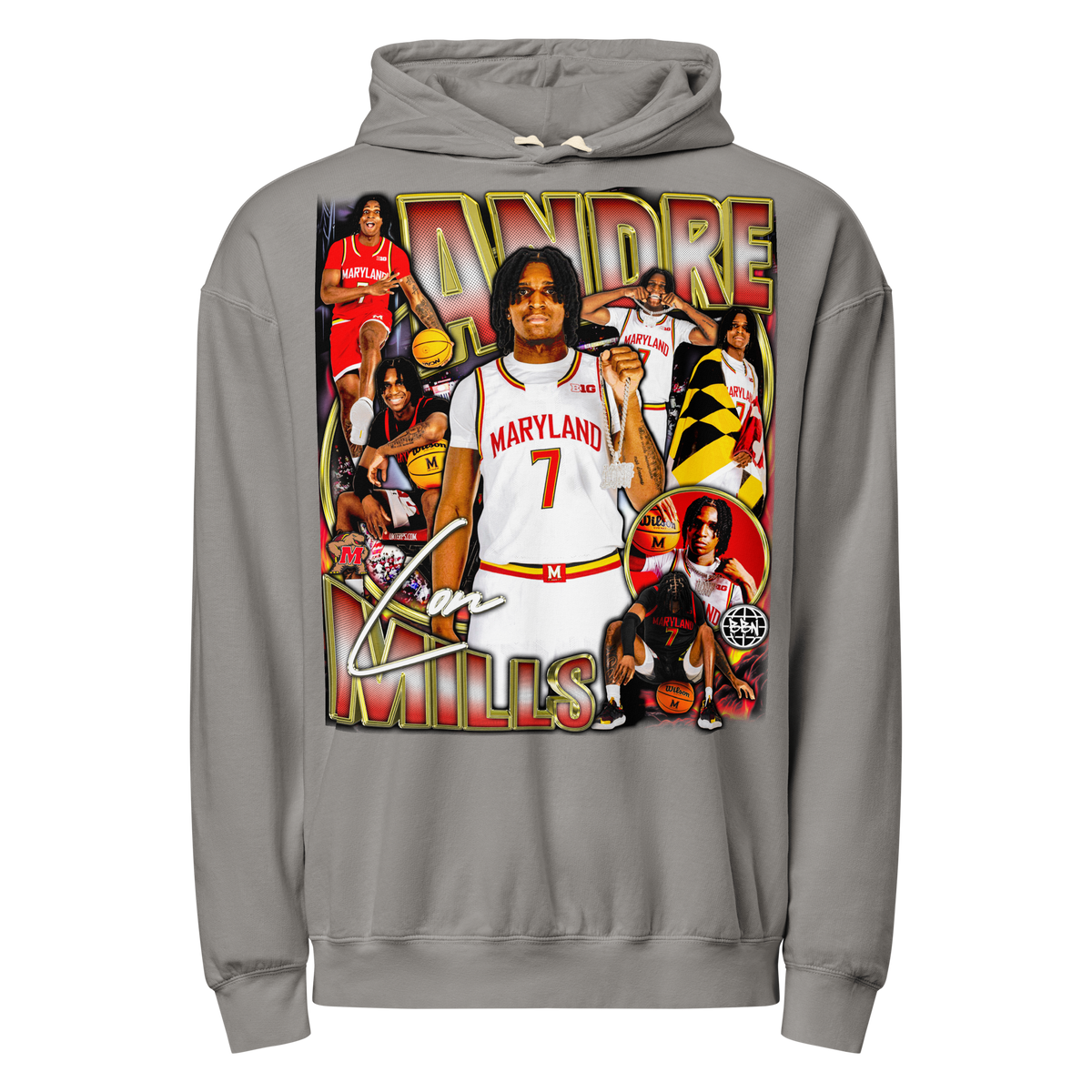 Andre Mills Comfort Graphic Hoodie 001 - Grey - Product mockup