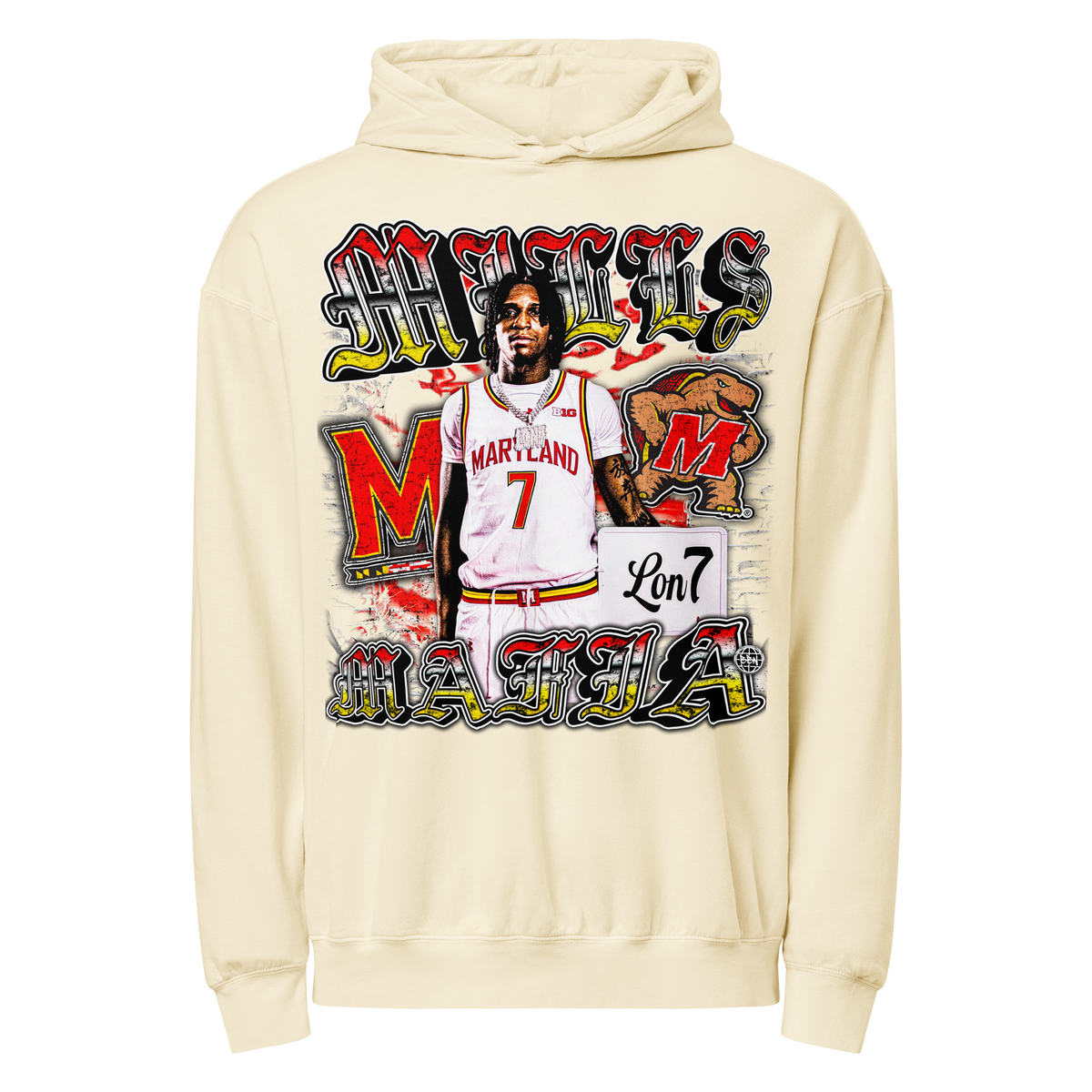 Mills Mafia Comfort Graphic Hoodie 001 - Ivory - Product mockup