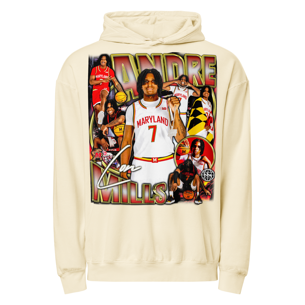 Andre Mills Comfort Graphic Hoodie 001 - Ivory - Product mockup