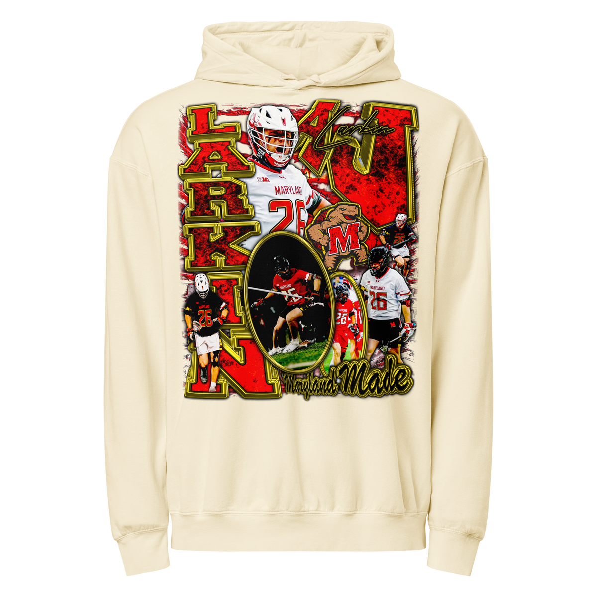 Aj Larkin Comfort Graphic Hoodie - Ivory - Product mockup