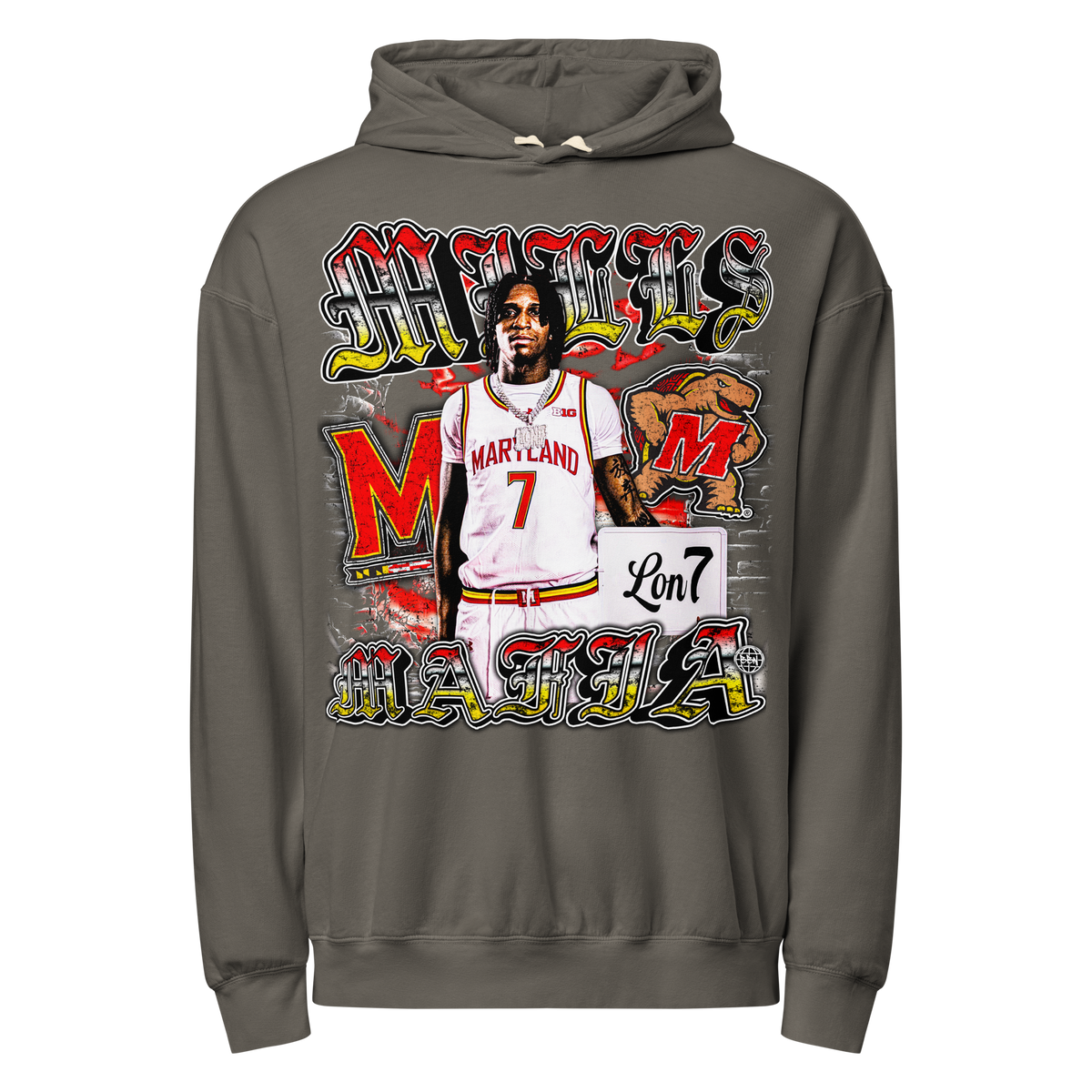 Mills Mafia Comfort Graphic Hoodie 001 - Pepper - Product mockup