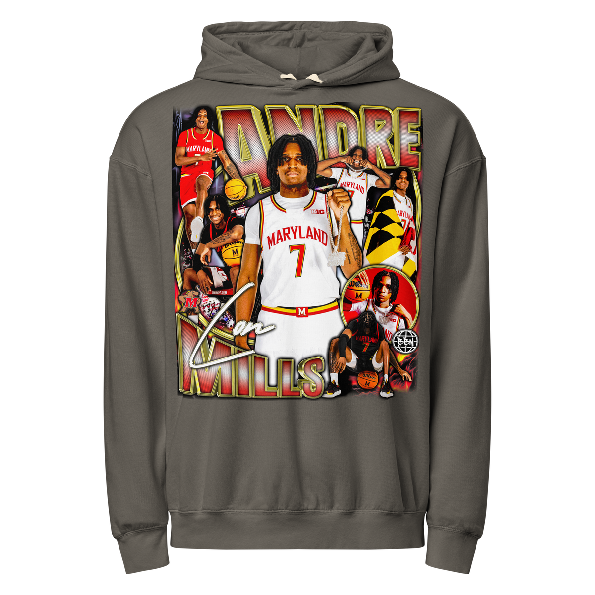 Andre Mills Comfort Graphic Hoodie 001 - Pepper - Product mockup