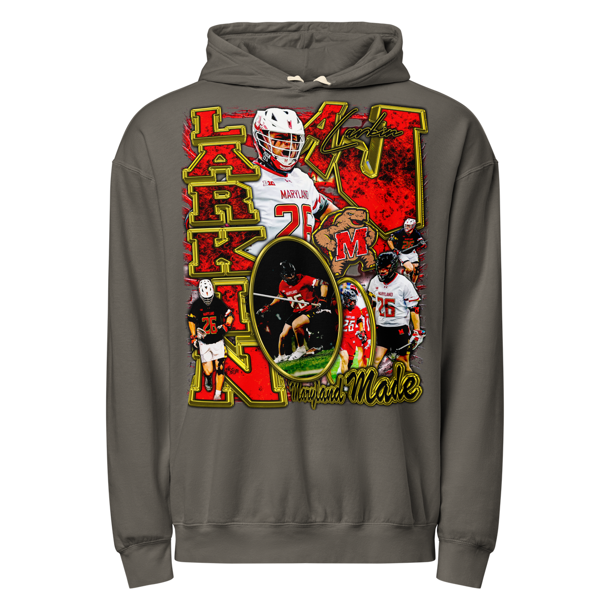 Aj Larkin Comfort Graphic Hoodie - Pepper - Product mockup