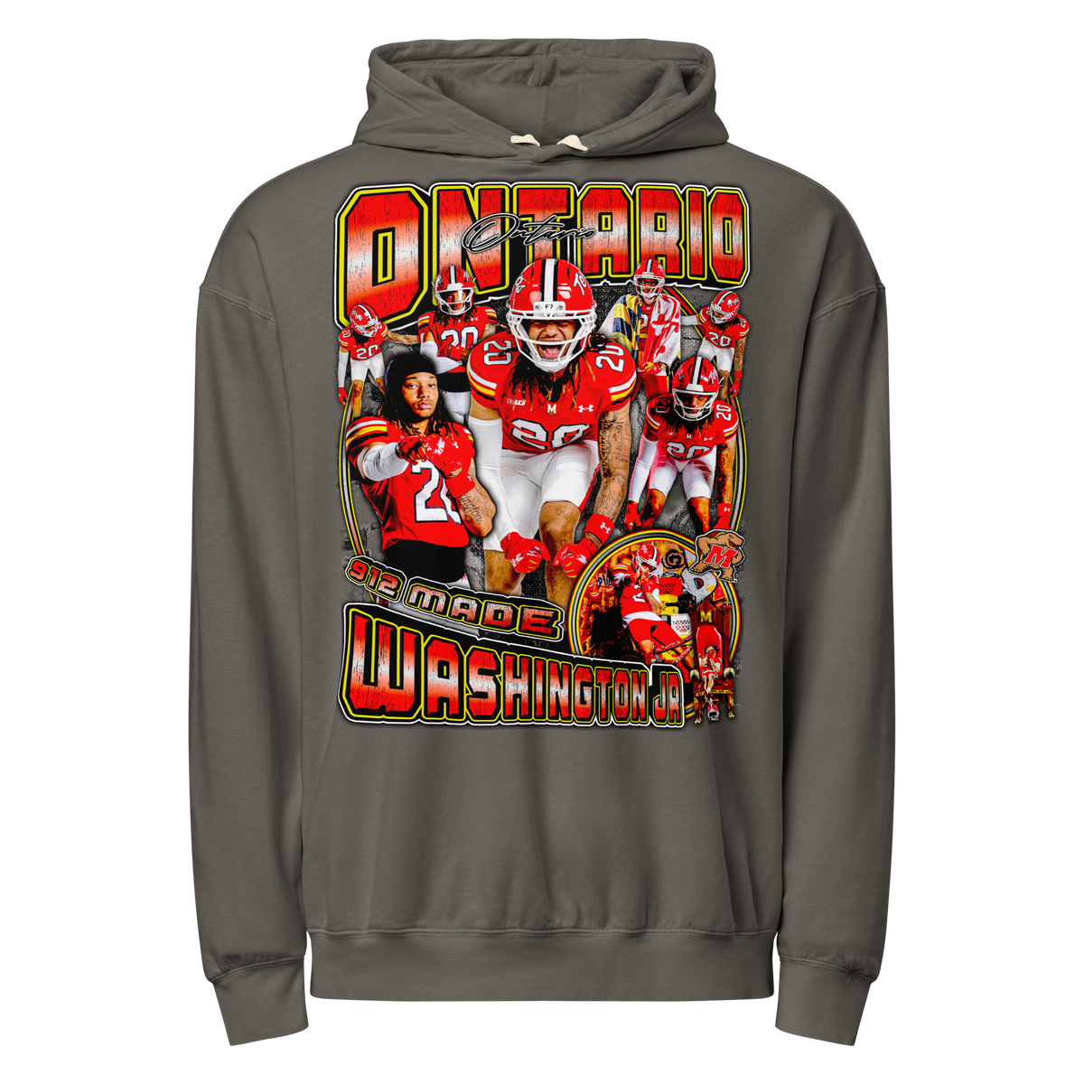 Ontario Washington Jr Lightweight Hoodie - Pepper - Product mockup