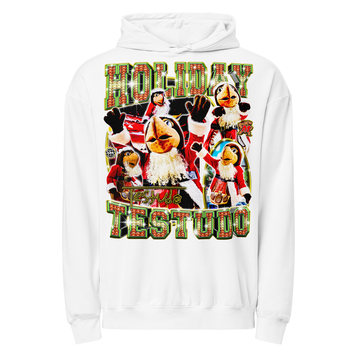 Holiday Testudo Comfort Hoodie - White - Product mockup