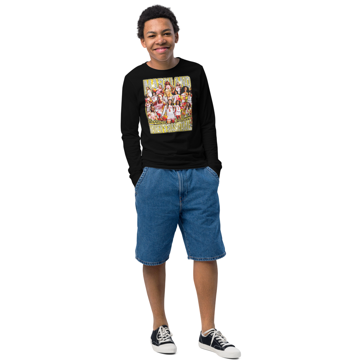 YOUTH Terps Wbb 25-26' Standard Longsleeve - Black - Product mockup