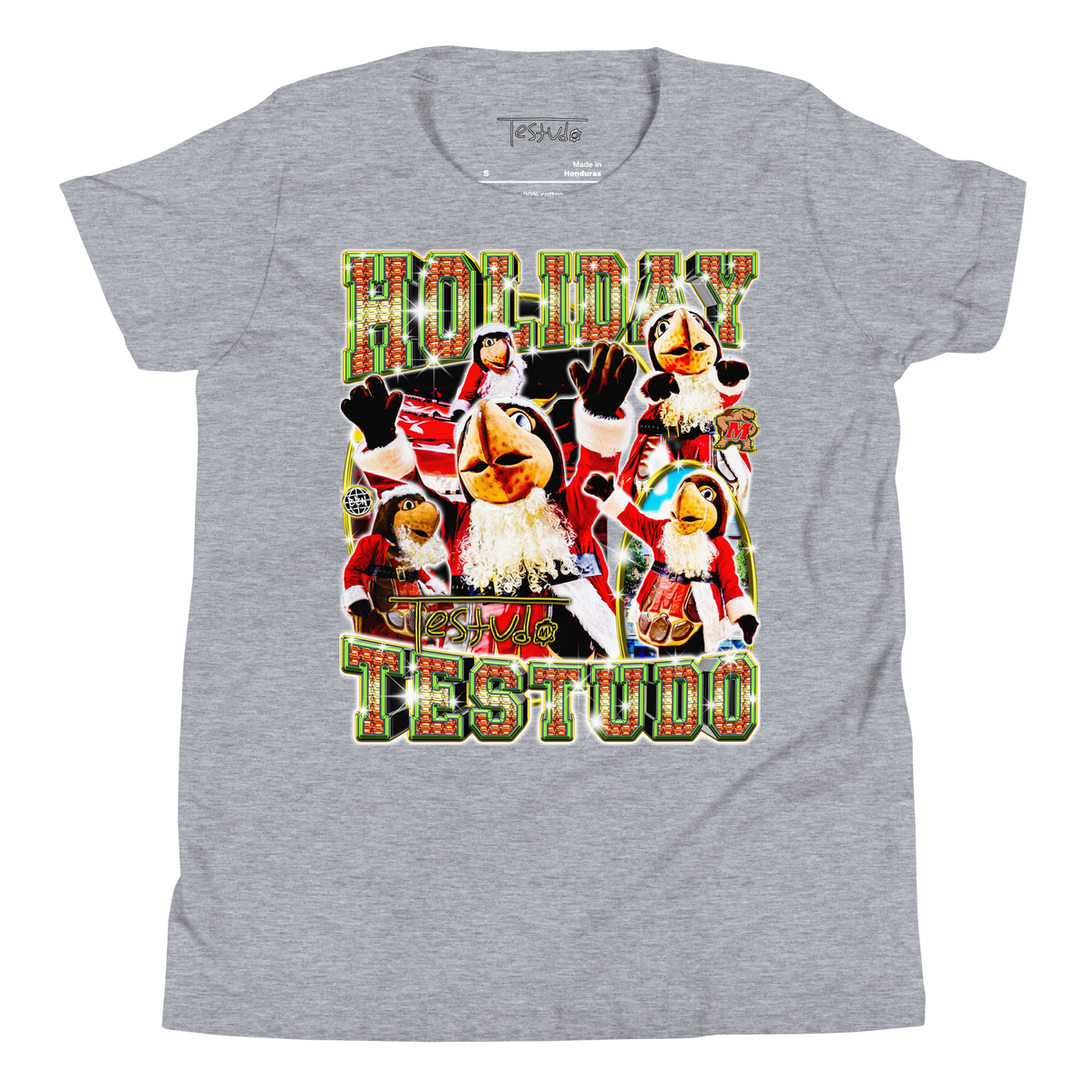 YOUTH Holiday Testudo T-Shirt - Athletic Heather - Product mockup