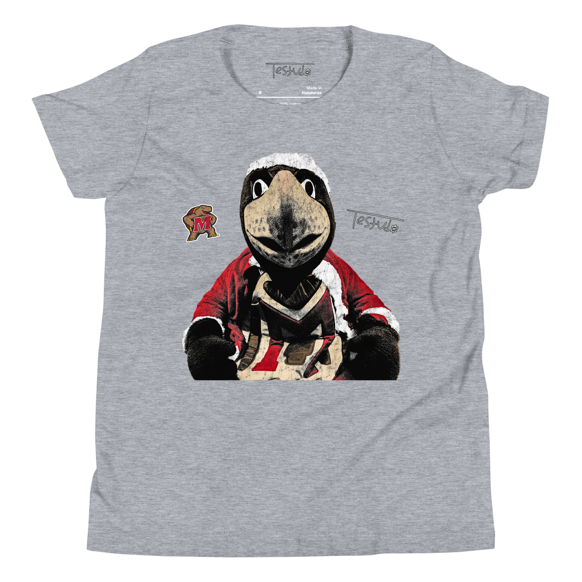 YOUTH Testudo Santa T-Shirt - Athletic Heather - Product mockup