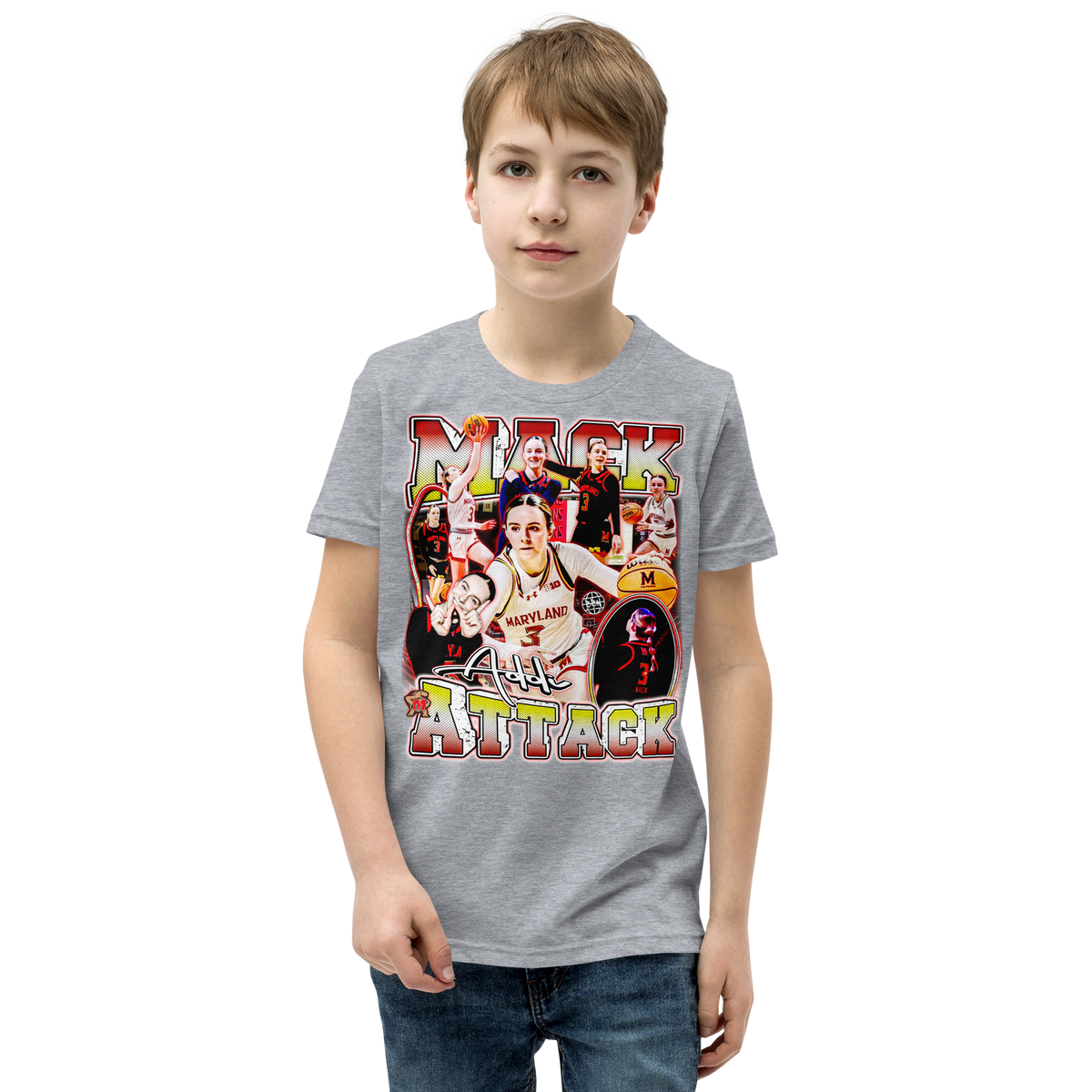 YOUTH Addi Mack T-Shirt 02 - Athletic Heather - Product mockup