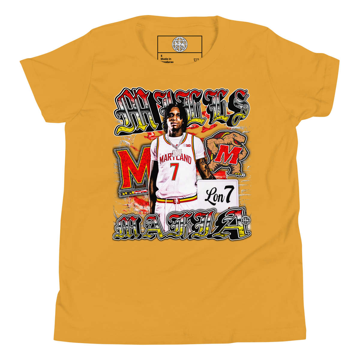 YOUTH Mills Mafia Graphic Tee 001 - Mustard - Product mockup