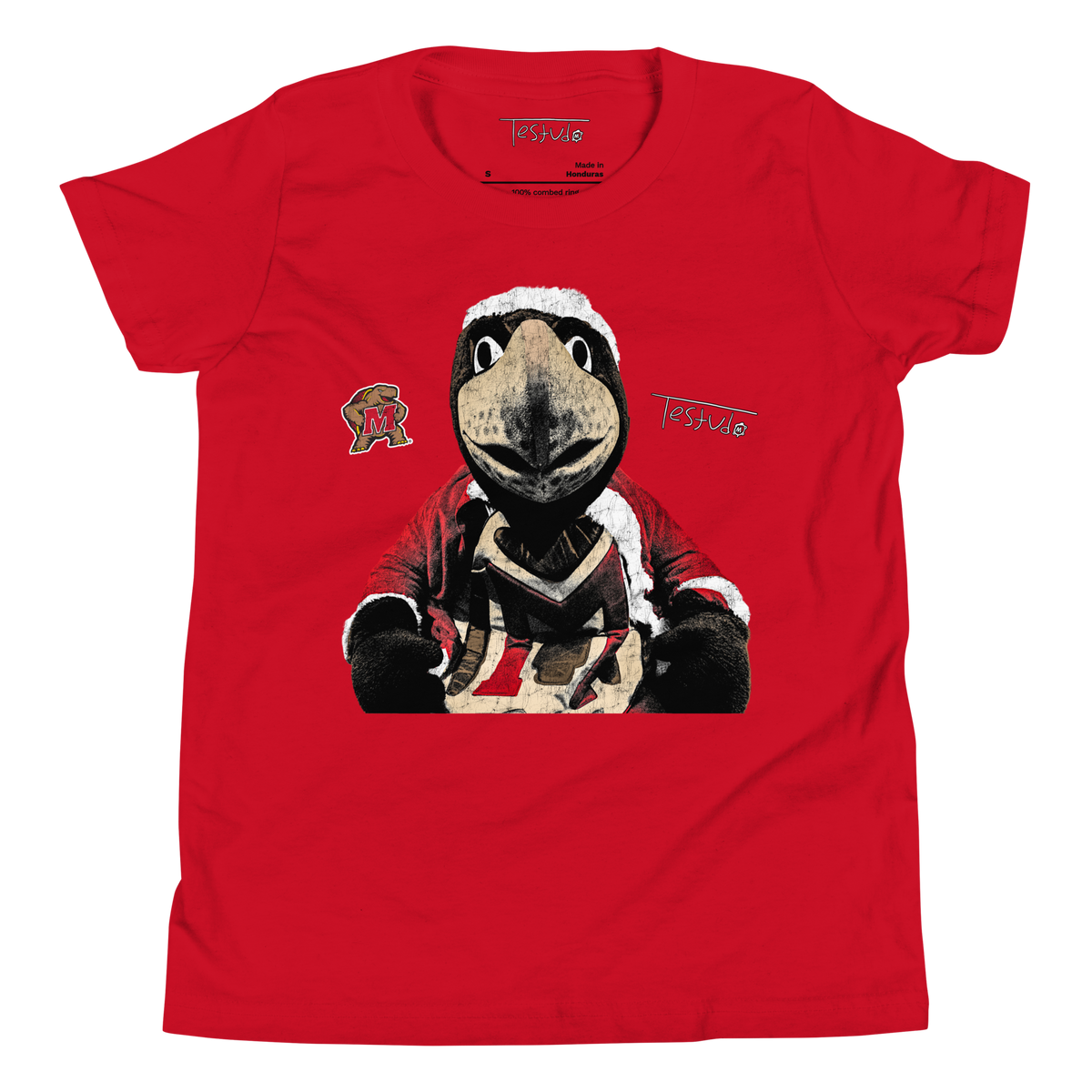 YOUTH Testudo Santa T-Shirt - Red - Product mockup